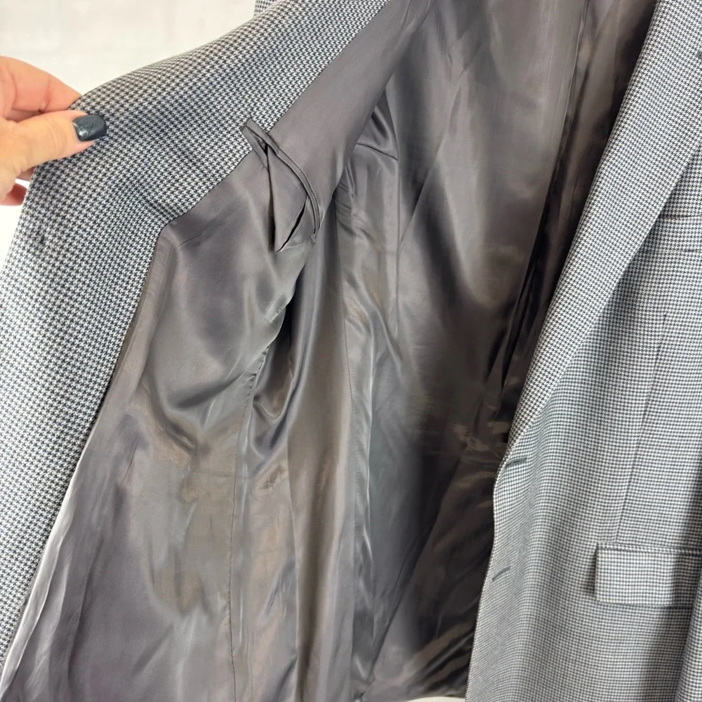 Lauren Ralph Lauren Houndstooth Blazer Mens‎ 44L Wool Silk Sport Coat